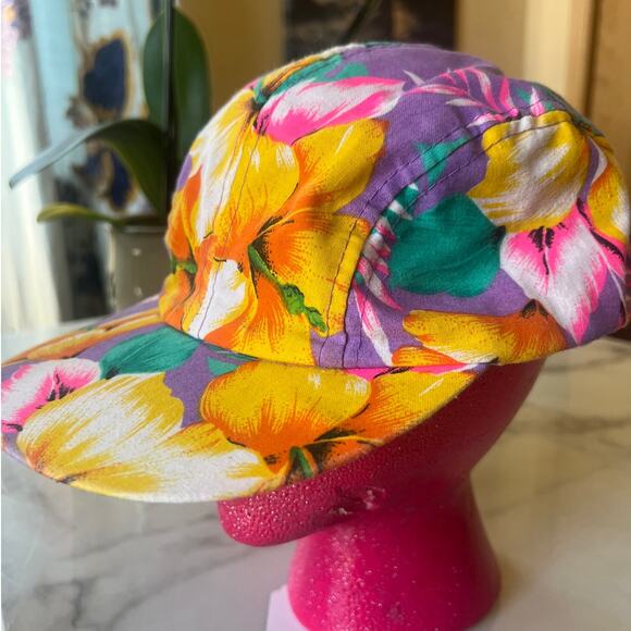 Vintage Hat Cap 80s, Floral Bright Retro Wendy’s promo - Picture 1 of 6